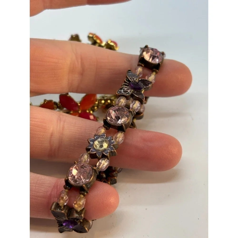 Bracelets Lot Flowers and Butterflies One Signed Avon Purple Red Girlhoodcore‎